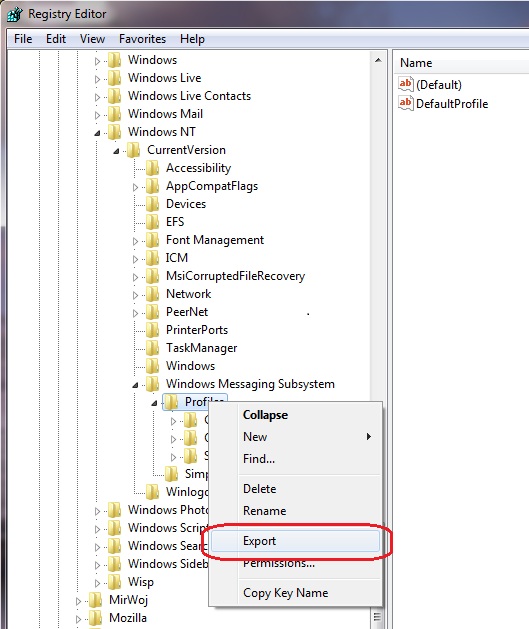 export list of outlook data files