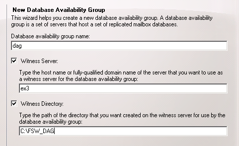 New Database Availability Group Wizard - Basic Info