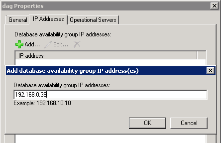 Adding IP addresses to an Exchange Server 2010 Database Availability Group