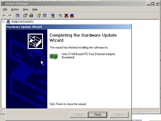 Installing Legacy Network Adapter to Windows Server 2003 x64 VM in Hyper-V